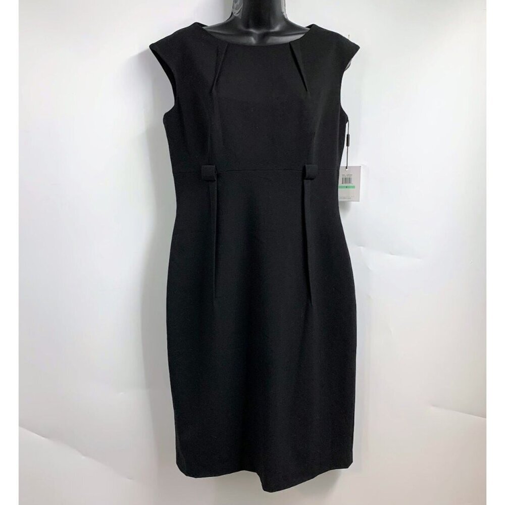 Calvin Klein Womens Sleeveless Lined Belted Body Fitting Sheath Dress Size 8 NWT